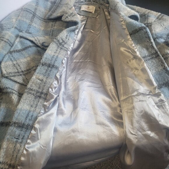 Jade & Ivory Blue and Gray Plaid Wool Blend Shacket with Pockets - XL - Picture 8 of 10